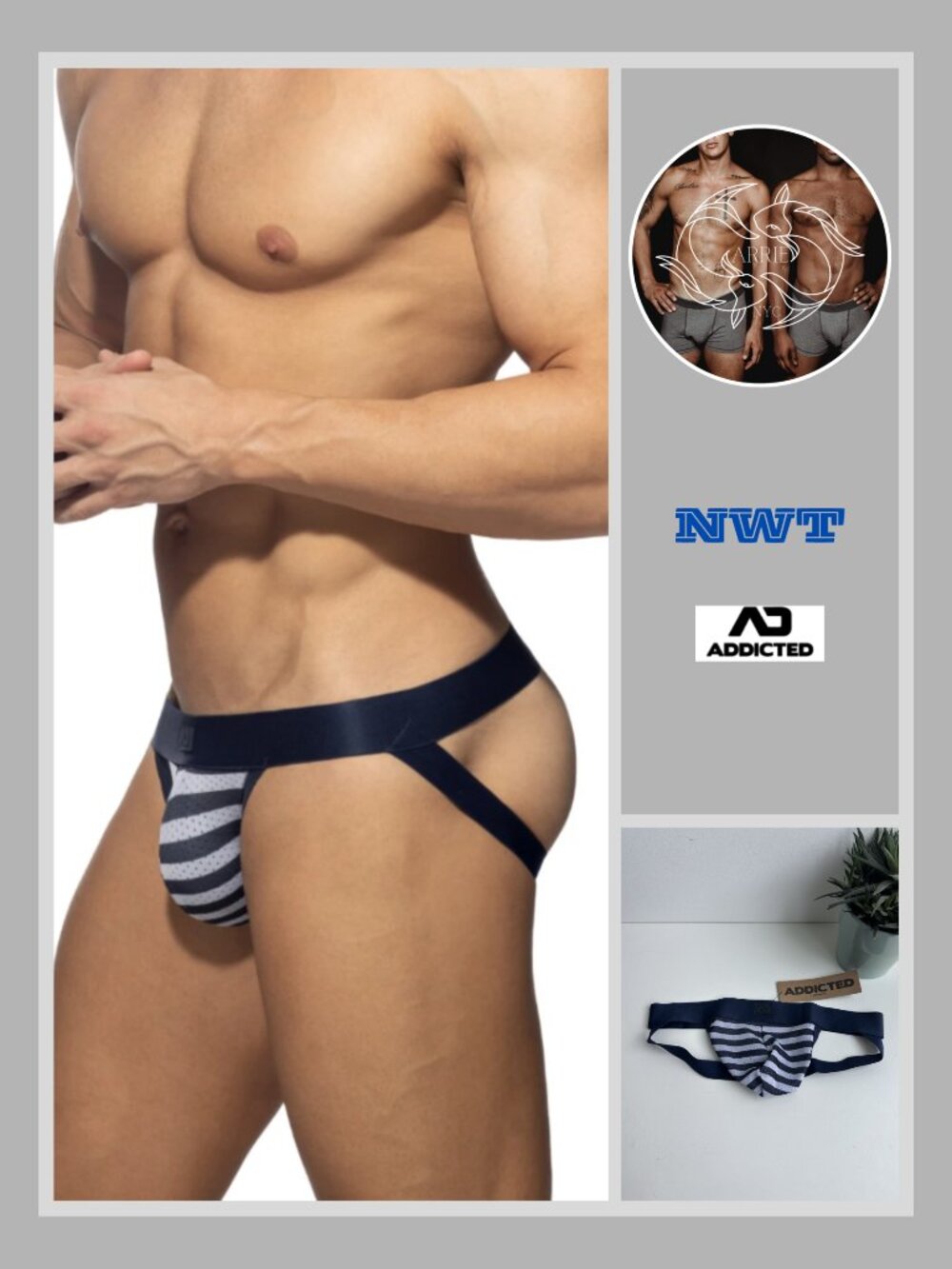 Addicted - Sailor Mesh Jockstrap - Navy / White (M)